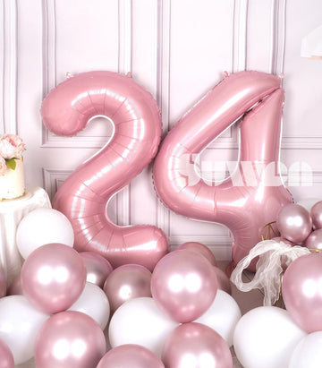 Suwen Pink 40 Inch 1-Piece Number Balloon 0-9, Mylar Birthday Party Decorations For Women, Jumbo Foil Anniversary Party Supplies