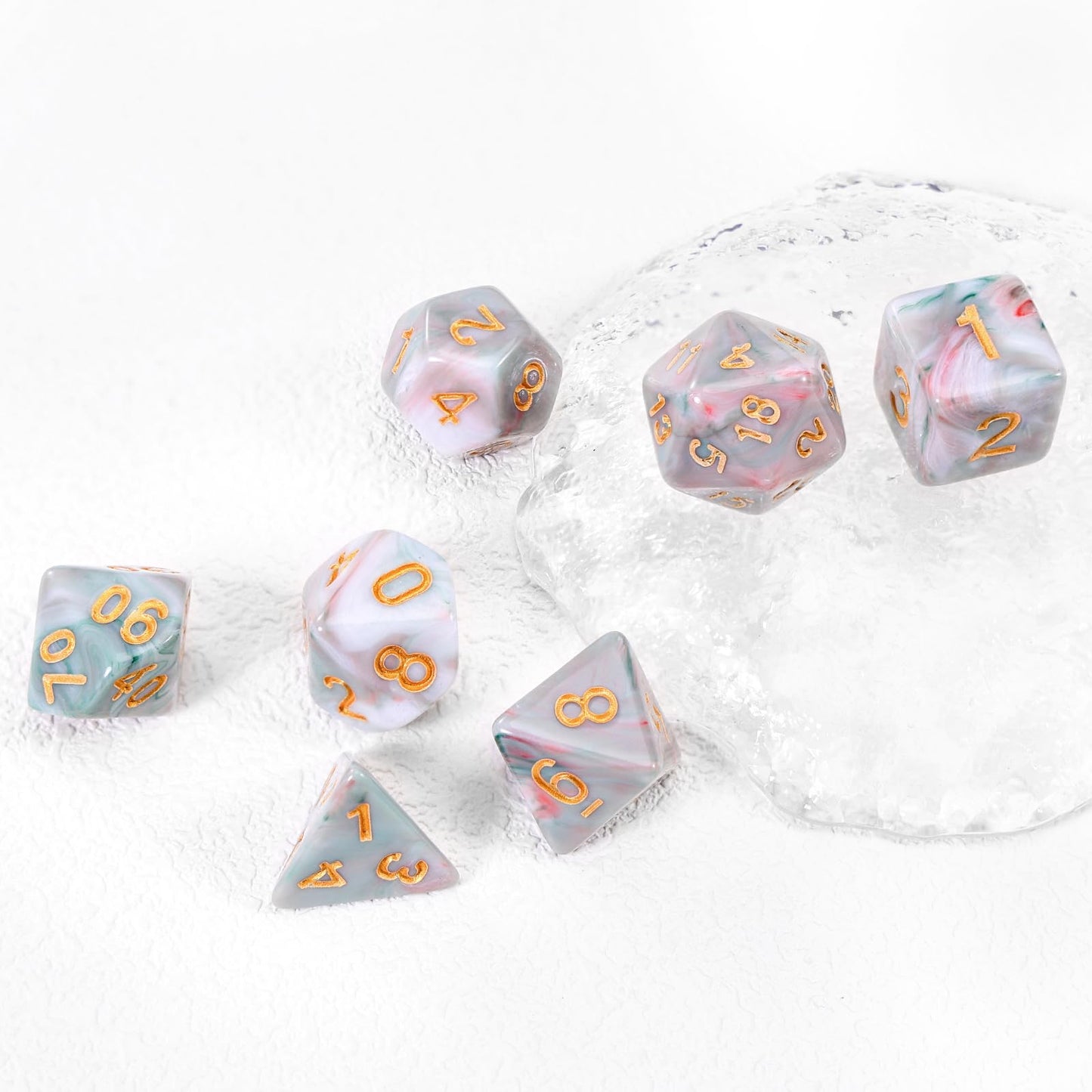 Role Playing Dice Set - 16mm Polyhedral DND Dice in Mixed Colors (Red, Dark Green, Light Green) - Perfect for Dungeons and Drago