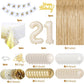 21St Birthday Decorations For Her, Happy 21St Birthday Decorations White And Gold Balloons Happy Birthday Banner Tablecloth Frin