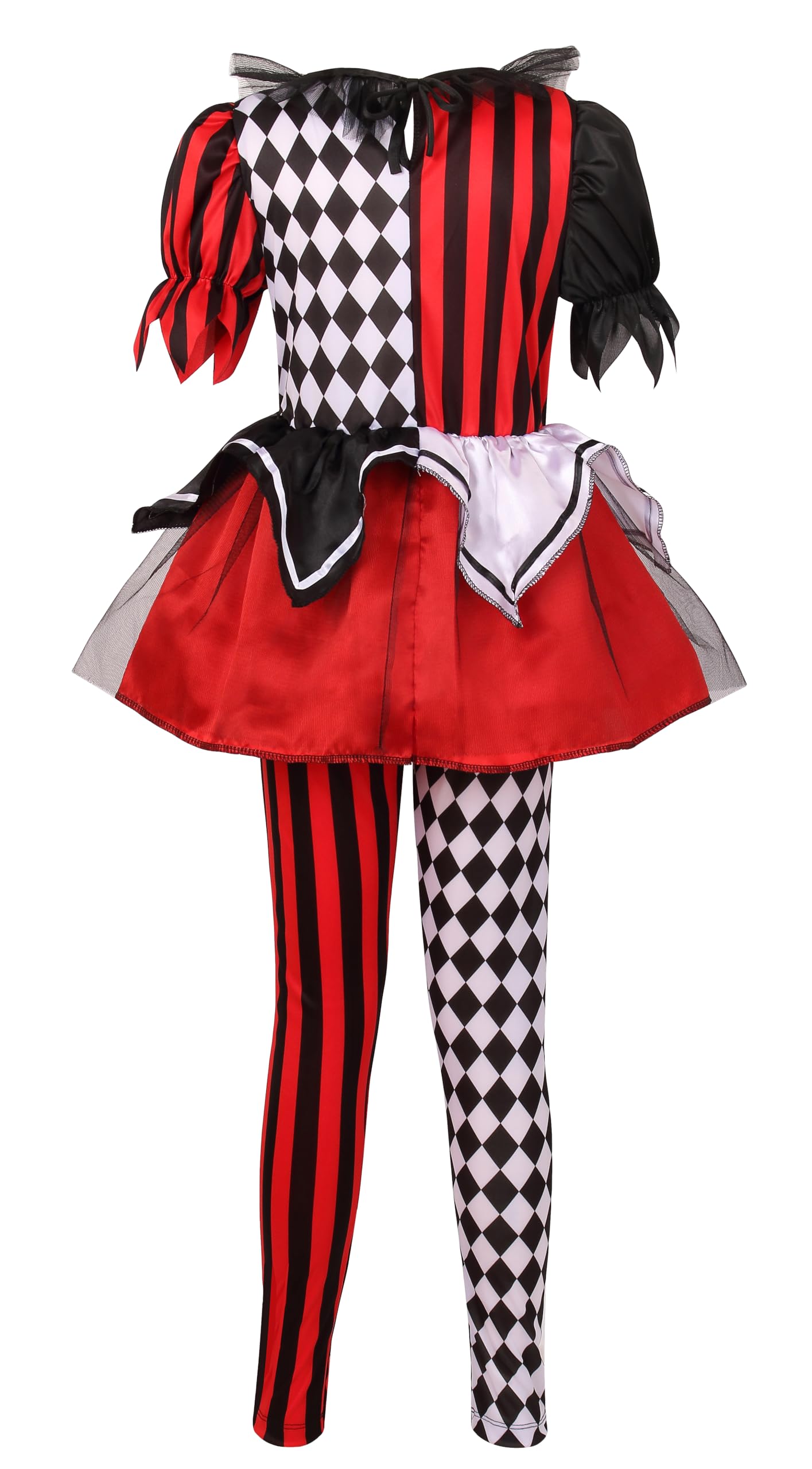 Lmyove Girls Clown Costume, Halloween Dress Up For Kids (X-Large, Red&Black)