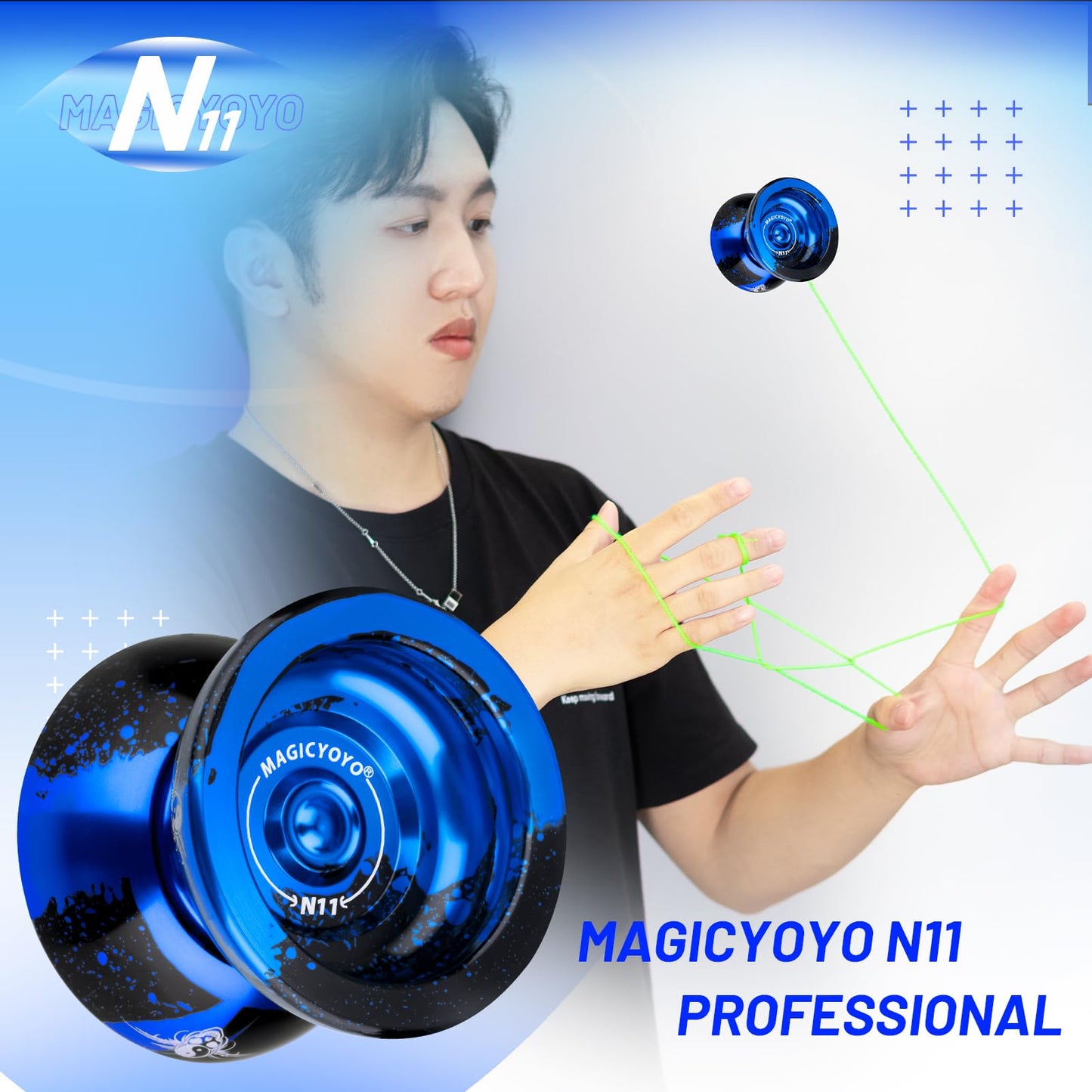 Magicyoyo Professional Unresponsive Yoyo For Kids And Adults, Trick Yoyo N11 Plus With Dual Purpose Mode, Metal Yo Yo Responsive Mode For Kids Beginner + 12 Yo Yo Strings + Bearing Kit