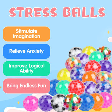 24Pack Stress Balls, Squishy Toys, Squishy Squeeze Balls Bulk Fidget Toys For Adults Squishy Balls, Stress Relief Toys, Party Fa