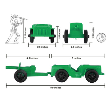 Timmee Combat Patrol Willys & Artillery - Green 4Pc Playset Usa Made