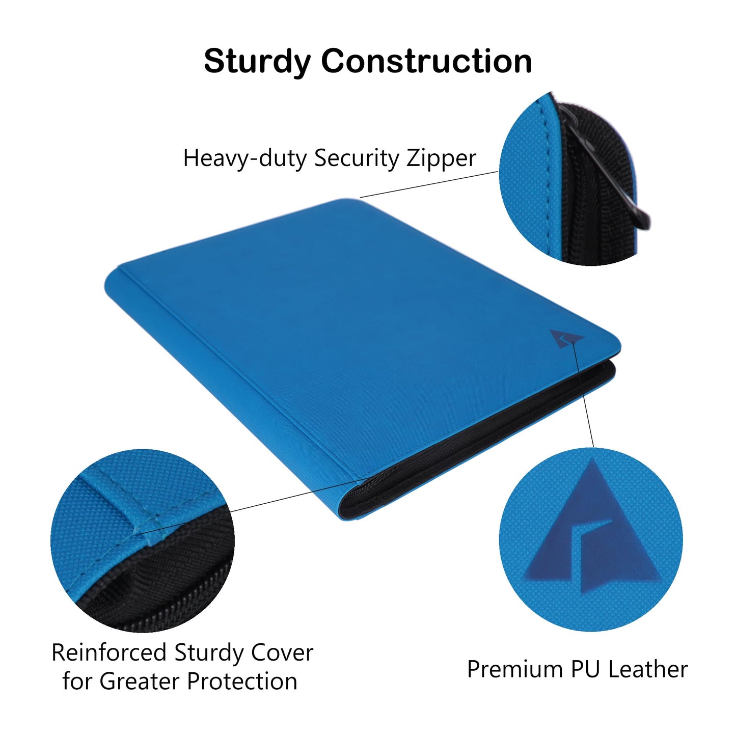 Rayvol enhanced 16-Pocket Card Binder - Fits 1408 Trading Cards  Side Loading Ringless Card Collection Album for TCG -Seablue