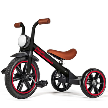 KRIDDO Kids Tricycle, 12 Inch Puncture Free Wheel w Front Light, Adjustable Seat Height, Gift for 2-5 Year Olds, Trike for Toddl