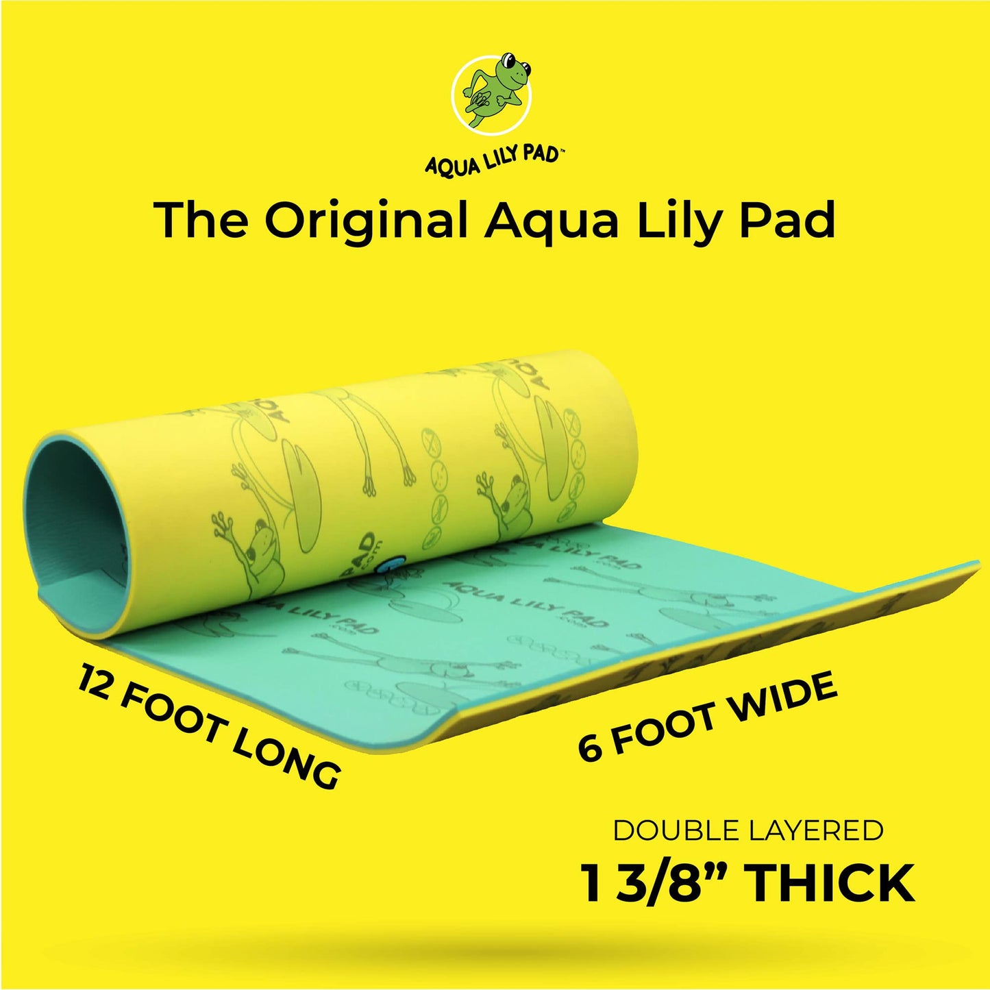 Aqua Lily Pad Original Floating Foam Island, Lake/Beach/Pool Water Mat, 18Ft, Yellow/Green