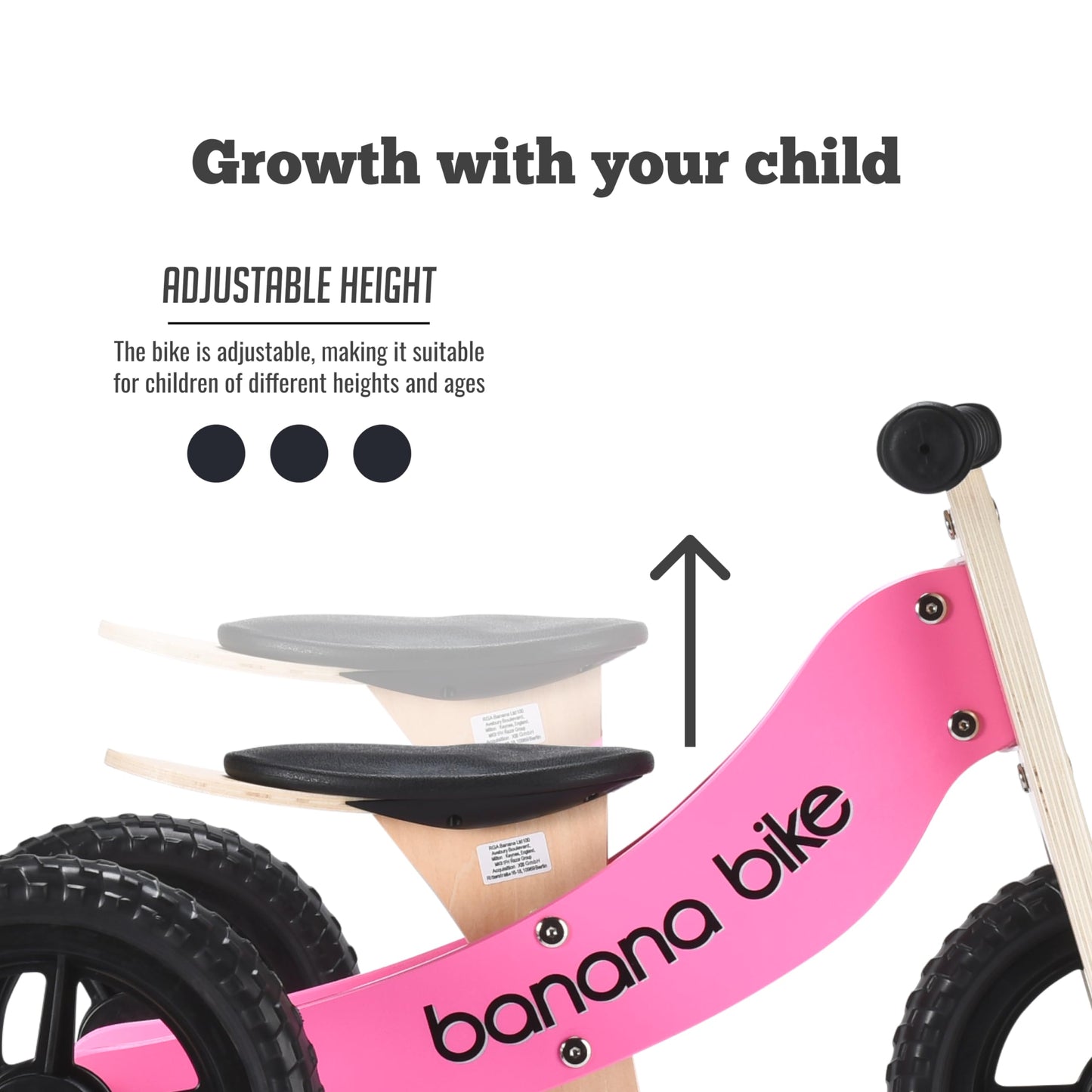 Banana Bike Toddler Wooden Balance Bike - No Pedals Tricycle - Puncture Proof Tires, Ergonomic And Durable - Birthday Gift For Boys And Girls