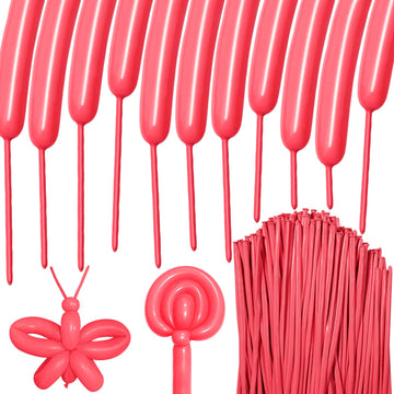Hykjnbw Red Long Balloons For Balloon Animals, 260 Pastel Balloons Art Kit For Twisting, Skinny Modeling Balloons Supplies For B