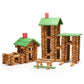 SainSmart Jr. Wooden Log Cabin Building Toy Set, 300 PCS STEM Kit for Toddlers, Brown, Model 20-353