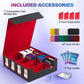 Uaono Trading Card Storage Box With Commander Display; 2400+ Deck Box For Mtg With Removable Cover; Toploader Card Case Fits Magic Tcg Ptcg Sports Cards; 24 Dividers, 4 Stoppers (Black, Red)
