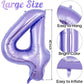 Purple Number 4 Balloon 40 Inch, Big Large Foil Helium Number Balloons, Giant Mylar Number 4 Balloons For 4 Year Old Birthday An