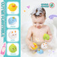 Cute Stone Baby Bath Toys, Bathtub Toy W/ Water Slide Building Track, No Hole Floating Squirting Toys, Duck Fishing Net Game, To