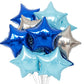 TONIFUL 15Pcs 18 Inch Large Blue Silver Star Shape Foil Balloons Big Stars Helium Mylar Ballons for Birthday Wedding Baby Shower