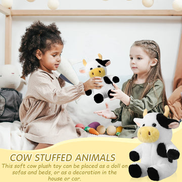 Wettarn 8 Pcs Cow Stuffed Animal 9.4'' Cow Plush Toys Party Decorations For Girls Boys