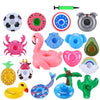 Green Vivid Inflatable Drink Holder 17 Pack,With Bigger Pink Moltres Inside,Pool Drink Holder Floats For Parties And Kids Water Fun Toys,Drink Floats For Pool