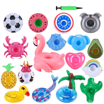 Green Vivid Inflatable Drink Holder 17 Pack,With Bigger Pink Moltres Inside,Pool Drink Holder Floats For Parties And Kids Water Fun Toys,Drink Floats For Pool