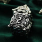 Haomeja Dnd Metal Dice Set - Leaf Vine Design, 7-Piece Polyhedral Dice For Dungeons And Dragons (Silver, Black)