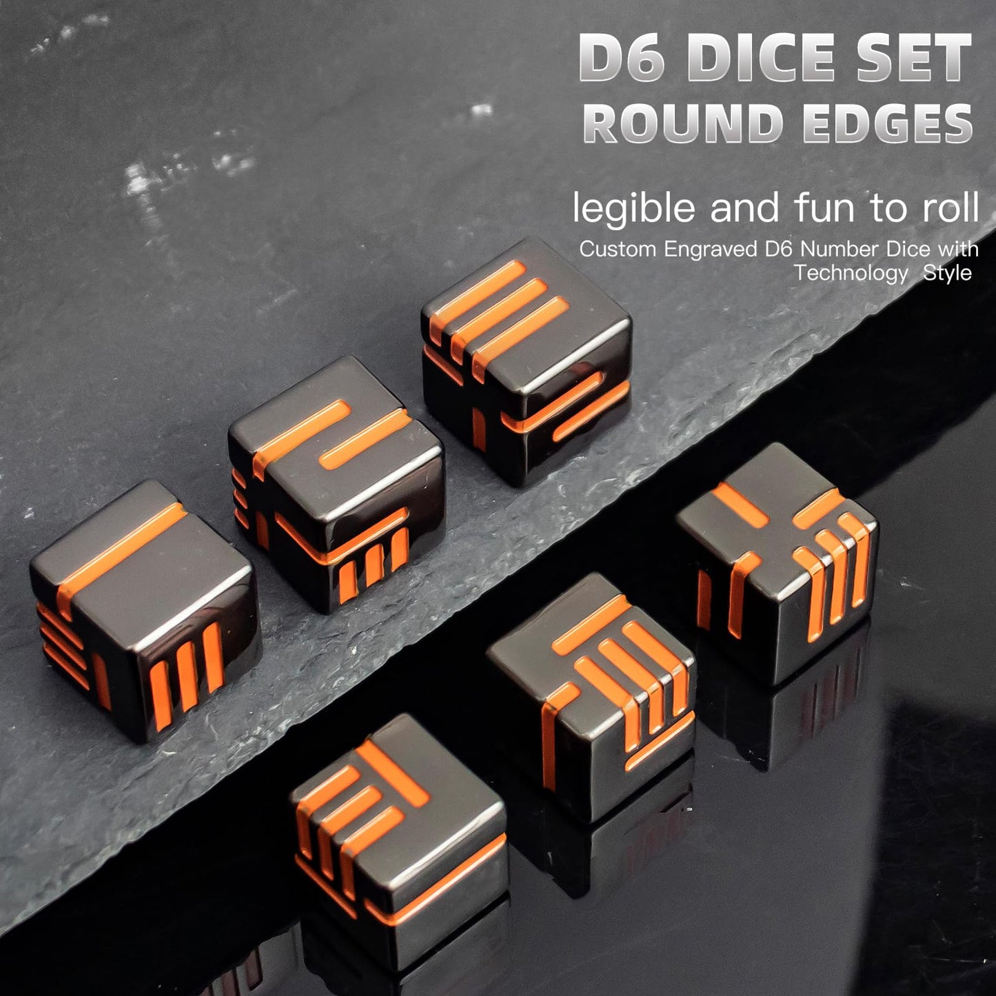 PCCECQEE D6 Dice Metal, DND Dice 6 Sided Dice of Gravity Dice for Dungeons and Dragons,Shadowrun Pathfinder Sci-fi Tabletop RPG