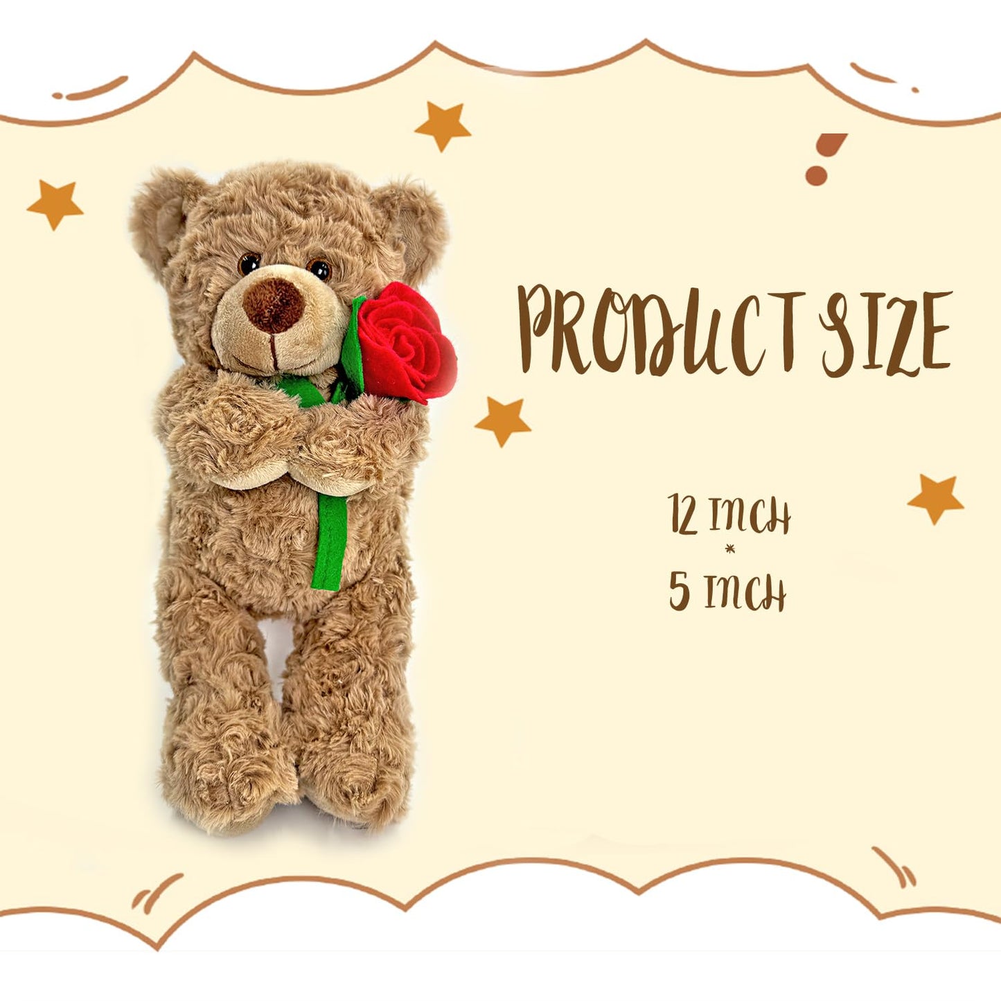 Yolinyoish Brown Teddy Bear Plush Toy With Rose Cute Stuffed Animal For Girlfriend Mom Anniversary Valentines Birthdays Gifts 12