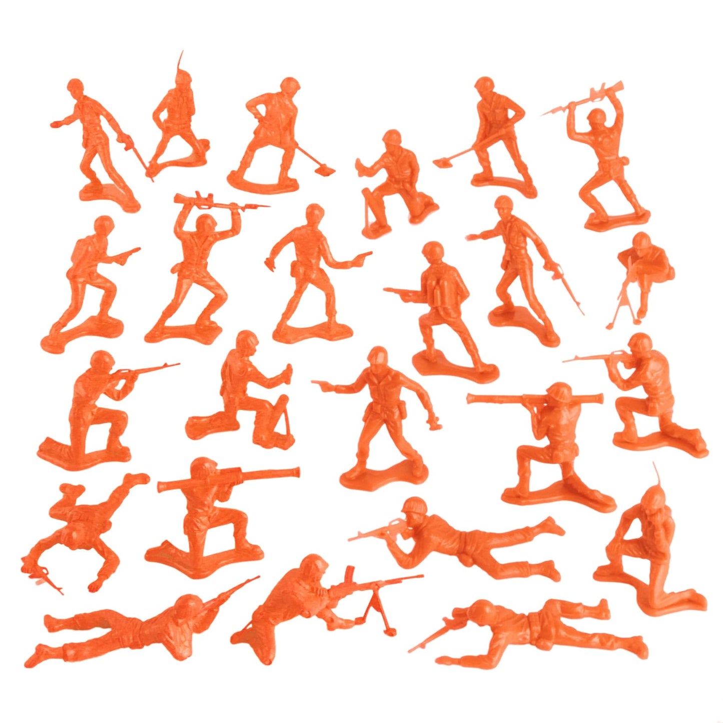 Tim Mee Plastic Army Men - Orange Toy Soldier Figures - 48pc Medium Set - Made in USA