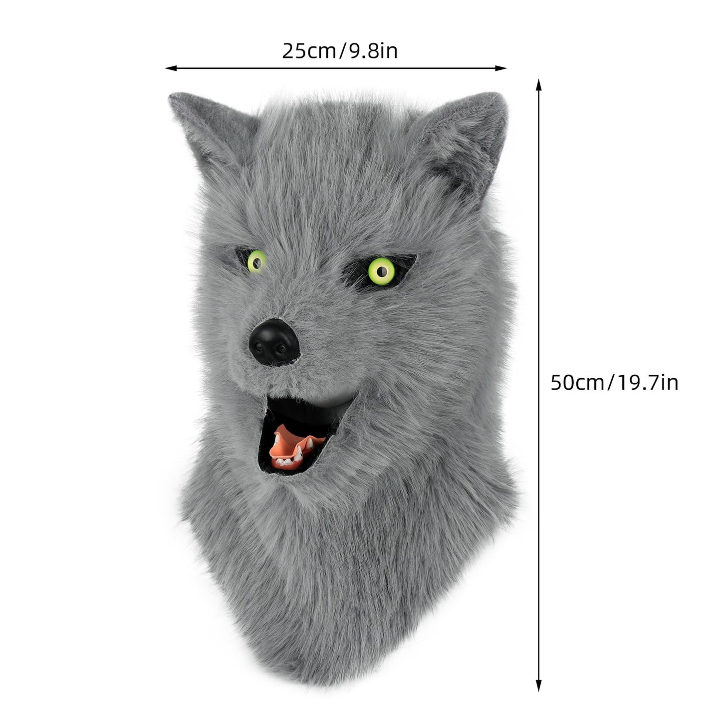 HAOAN Furry Dog Mask Animal Full Head Wolf Realistic Masks for Halloween Carnival Fancy Dress Party Cosplay Costume Women Men