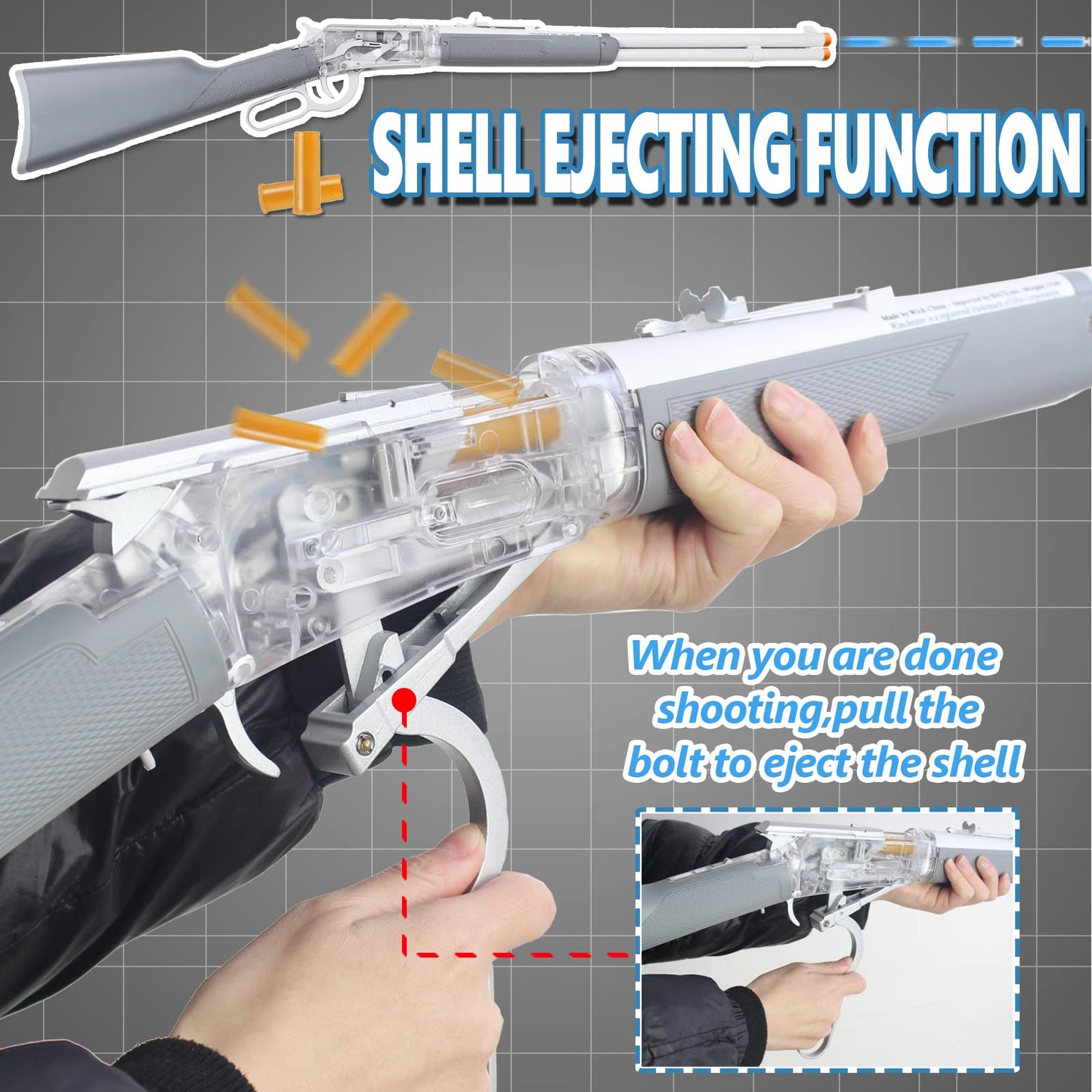 Foam Dart Blaster With Shell Ejection Soft Foam Blaster 38Inch Toy Blaster With 6Pcs Shells,20Pcs Soft Foam Darts For Kids Teens