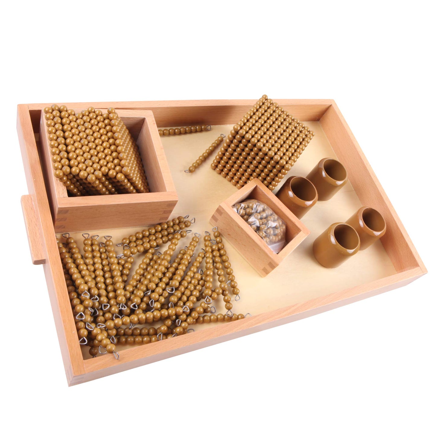 Adena Montessori Golden Math Bead Set - Educational Metal Learning Toys for Kids - Brown