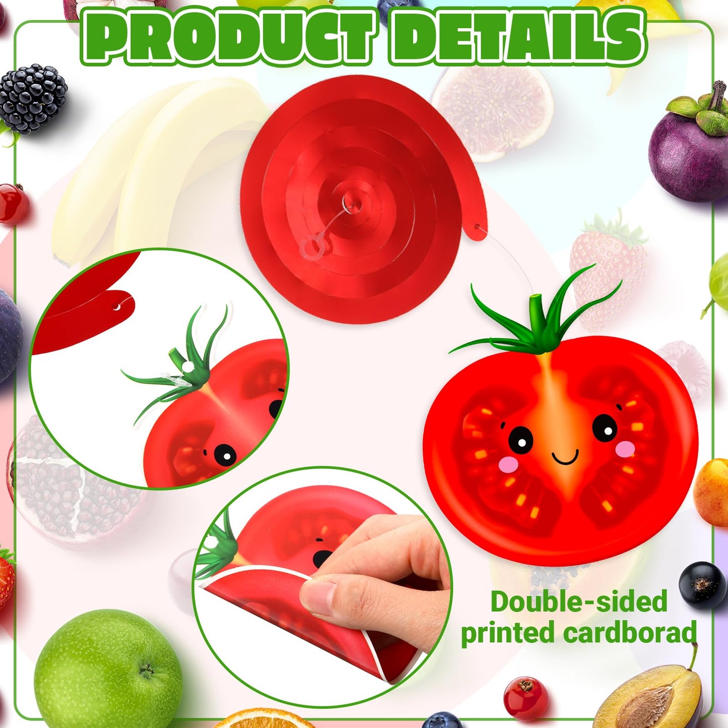 Syhood 30 Pack Hey One bear Fruit Birthday Party Decoration Dancing Fruit Hanging Swirls Fruit and Vegetable Ceiling Streamer Su