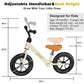 Bobike Toddler Balance Bike Toys For 2 To 5 Year Old Girls Boys Adjustable Seat And Handlebar No-Pedal Training Bike Best Gifts For Kids (White)