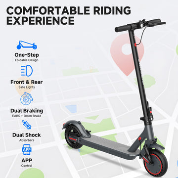 Electric Scooter  E Scooter 500W Powerful Motor  10  Solid Tires  22Mph Max Speed  22-25 Miles Long Range  Foldable Commute Scooter for mature-themeds with Dual Shock Suspensions and APP Control