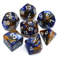 CREEBUY Polyhedral D&D Dice Set with Blue & Gold Colors for Dungeon and Dragons Pathfinder RPG Dice with Dice Pouch