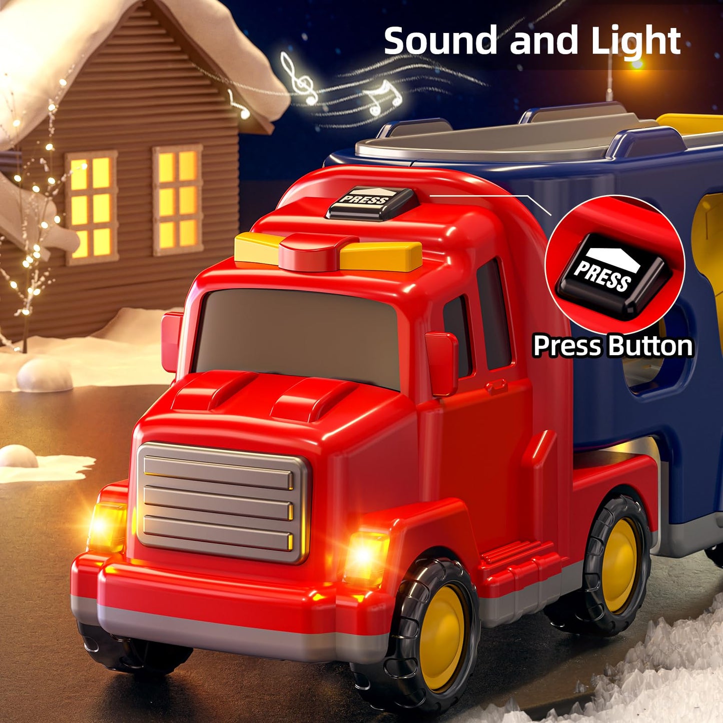 JUKUDAHU Christmas-Truck Toys Sets for 3 4 5 6 Years Old Boys - Friction Powered Toy Cars with Christmas Accessories Kids, Carri