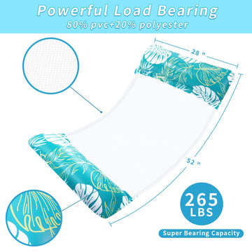 Pool Floats - 2 Pack Inflatable Pool Floats Rafts, 4-In-1 Floats For Swimming Pool, Thick Pvc Pool Float Lounger Water Hammock