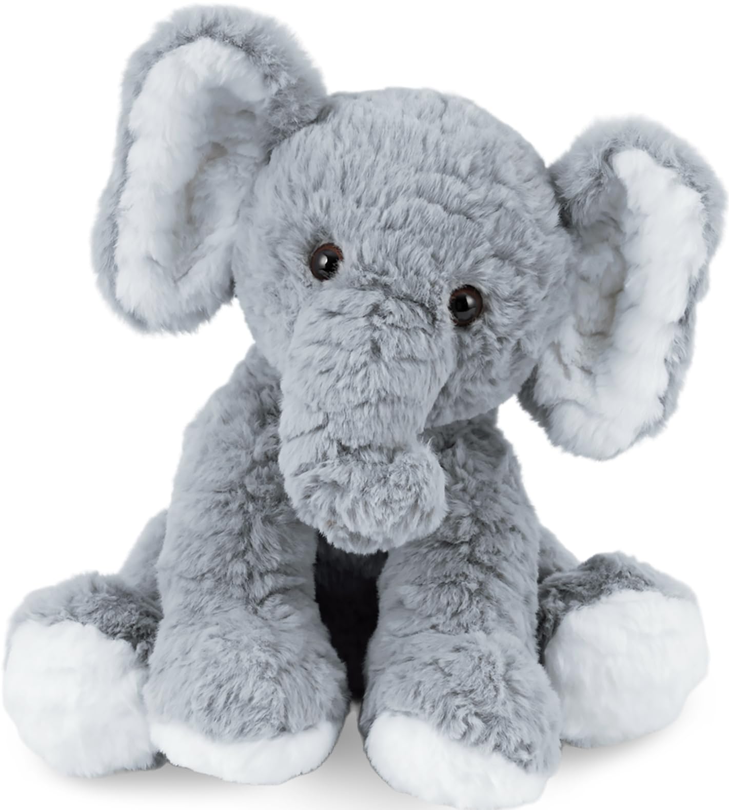 Mikee Fluffie Elephant Stuffed Animal - 12" Soft Plush Toy, Grey, Perfect Huggable Gift for Boys and Girls