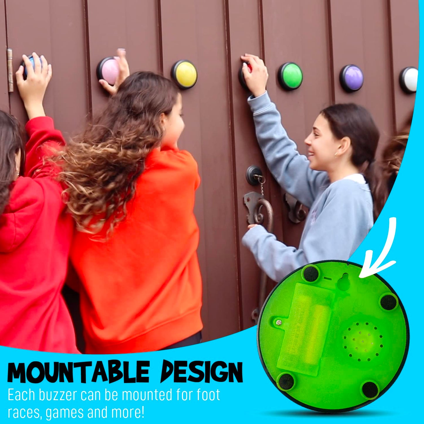 Teacher's Choice Light Up Game Buzzer System - 8 Pack, Plastic, Multiple Colors, Unique Sounds for Trivia Games