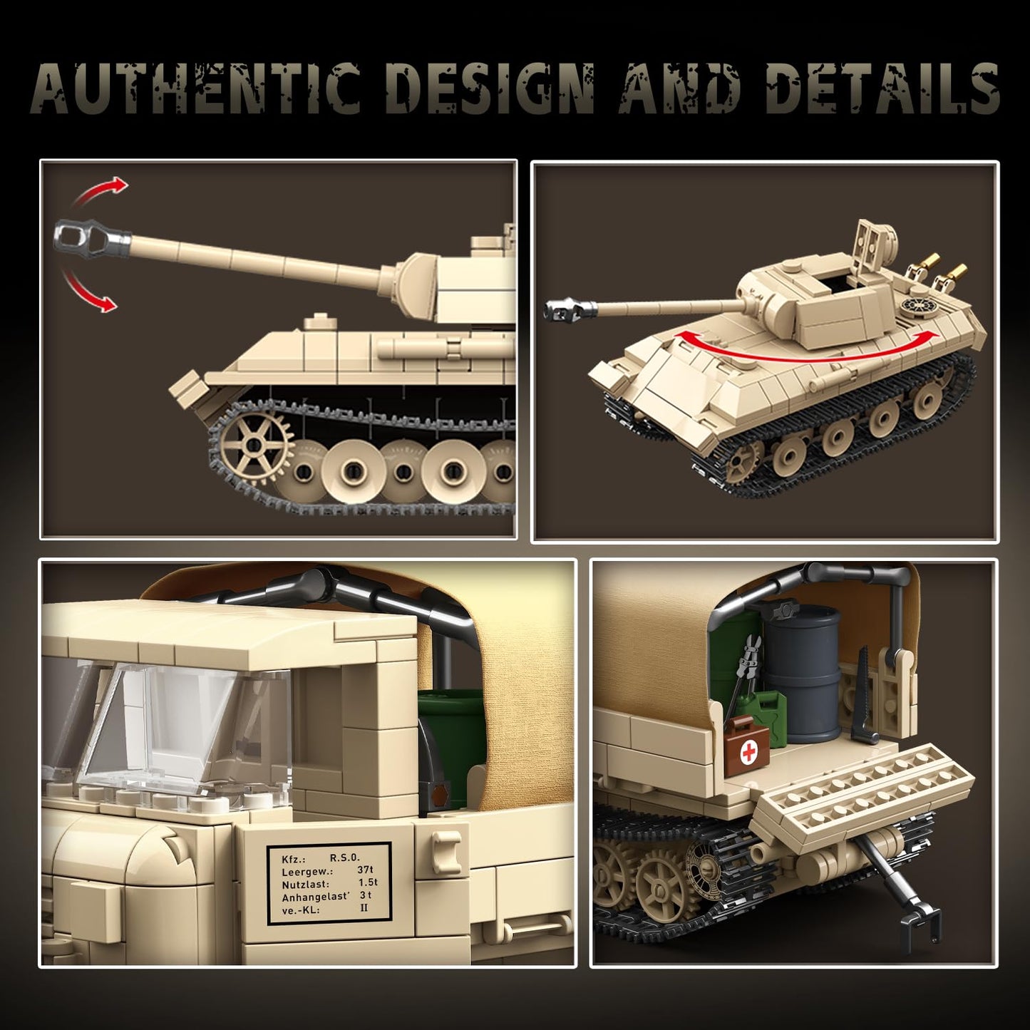 Ww2 Panther Medium Tank & Rso Tractor Vehicle Building Blocks, Compatible With Lego Military Set, Great Army Gift For Kids And T
