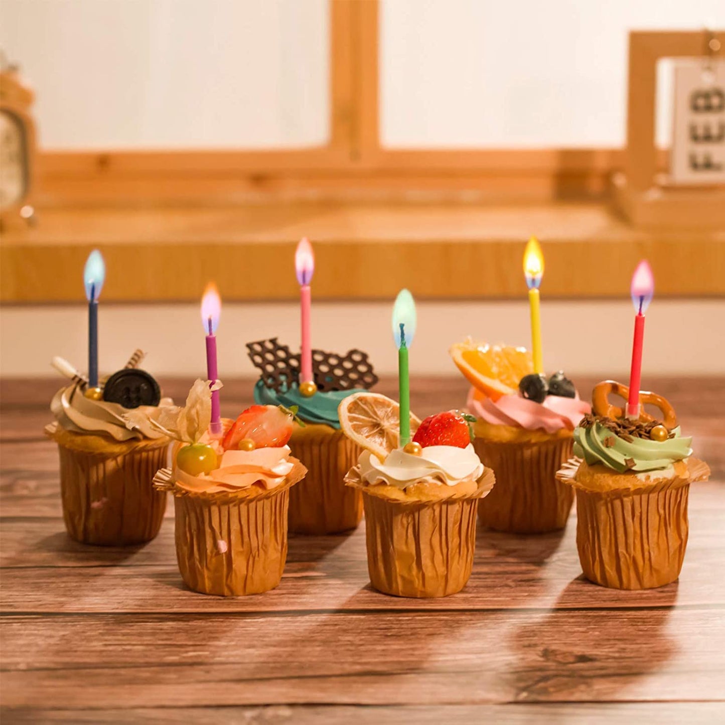 Colorflame Multicolor Birthday Candles (12 Pack) - Unscented Wax Holders for Celebrations