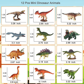 Ruson 12 Pcs Mini Dinosaur Animals Figures Toys, Realistic Dinosaur Playset Figurines Cake Topper Toy Set Christmas Birthday Easter Egg Gift Party Supplies For Kids Toddlers