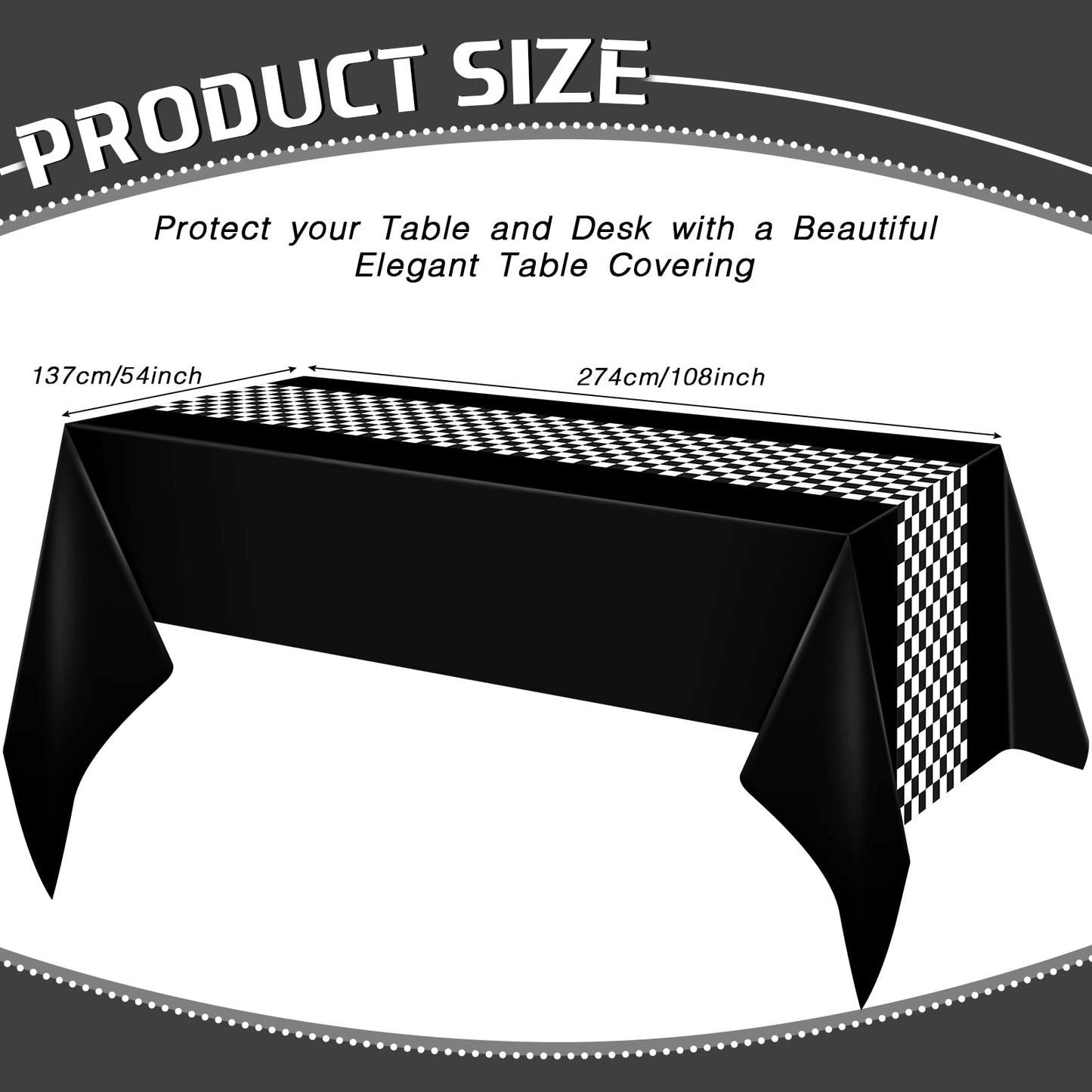 Irenare Car Birthday Party Supplies Racing Party Decorations Road Tablecloth Racetrack Table Runner Table Covers For Kids Boy Car Theme Birthday Party, 54 X 108 Inch (Black,6 Sheets)