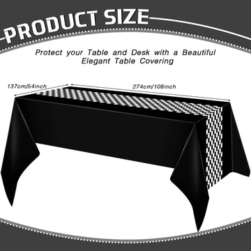 Irenare Car Birthday Party Supplies Racing Party Decorations Road Tablecloth Racetrack Table Runner Table Covers For Kids Boy Car Theme Birthday Party, 54 X 108 Inch (Black,6 Sheets)