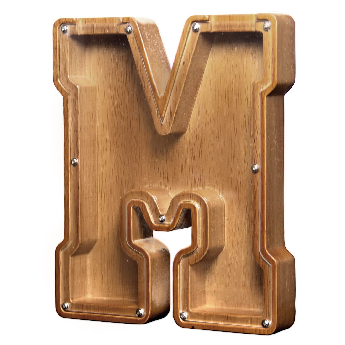 Aorcmitn Large Wooden Letter Coin Personalized Piggy Bank For Boys Girls Kids Toddler Adults Money Bank Best Gift For Friends (9.2 Inch-M)