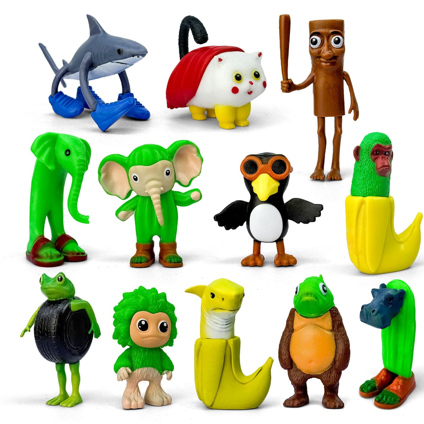 Lomencry Italian Brainrot Toy Action Figure tralalero tralala brainrot Toys Tralalero Tralala Figures Toys with Tralalero Tralala Tung Tung Sahur BRR BRR Patapim Creative 3D Collectible Toy (12PCS-A)