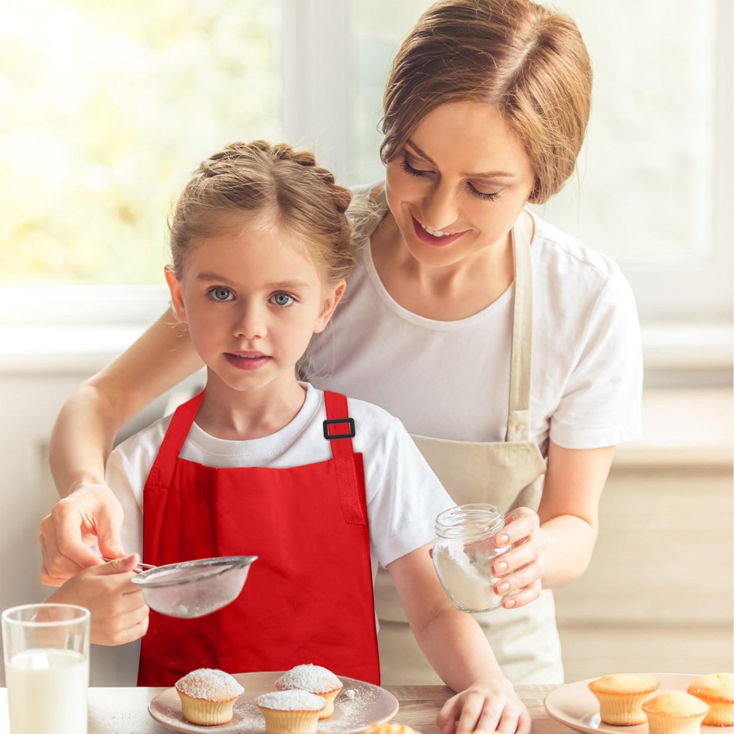 IMERAGO 15 PCS Kids Aprons with Pockets Adjustable Chef Painting Aprons Bulk for Girls Boys Aged 6-13 Cooking Baking Crafting Re