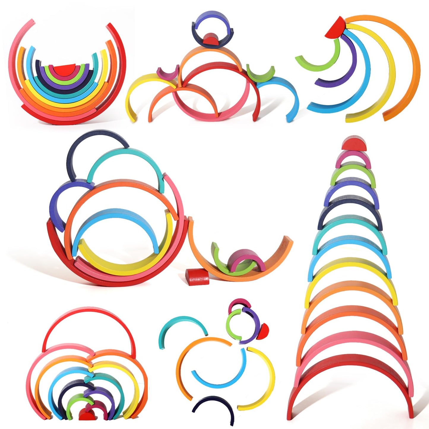 Montessori Rainbow Arch Building Blocks - 12-Piece Creative Stacking Toy for Kids, Multifunctional Educational Playset for Fine