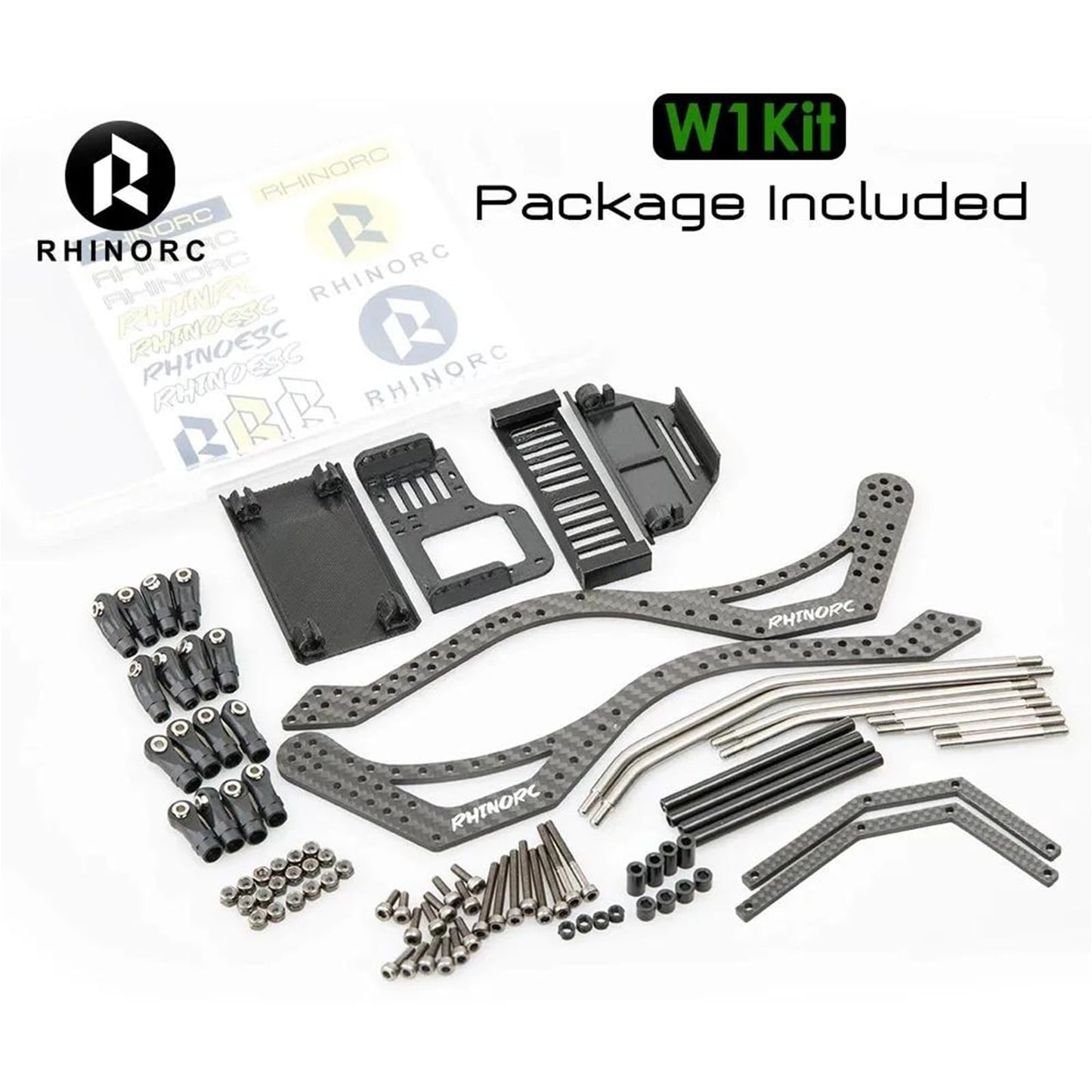 Rhinoesc Rhinorc W1 Chassis,Crawler Frame Chassis Kit,With Titanium Alloy Link Kit For 1/10 Rc Crawler Car (W1 Kit)