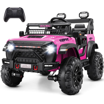 Hikole 24V Ride On Car With Remote Control, 2 Seater Electric Car For Kids W/20 Inch Wide Seat, 4X100W Motor, Led Headlight & Mu