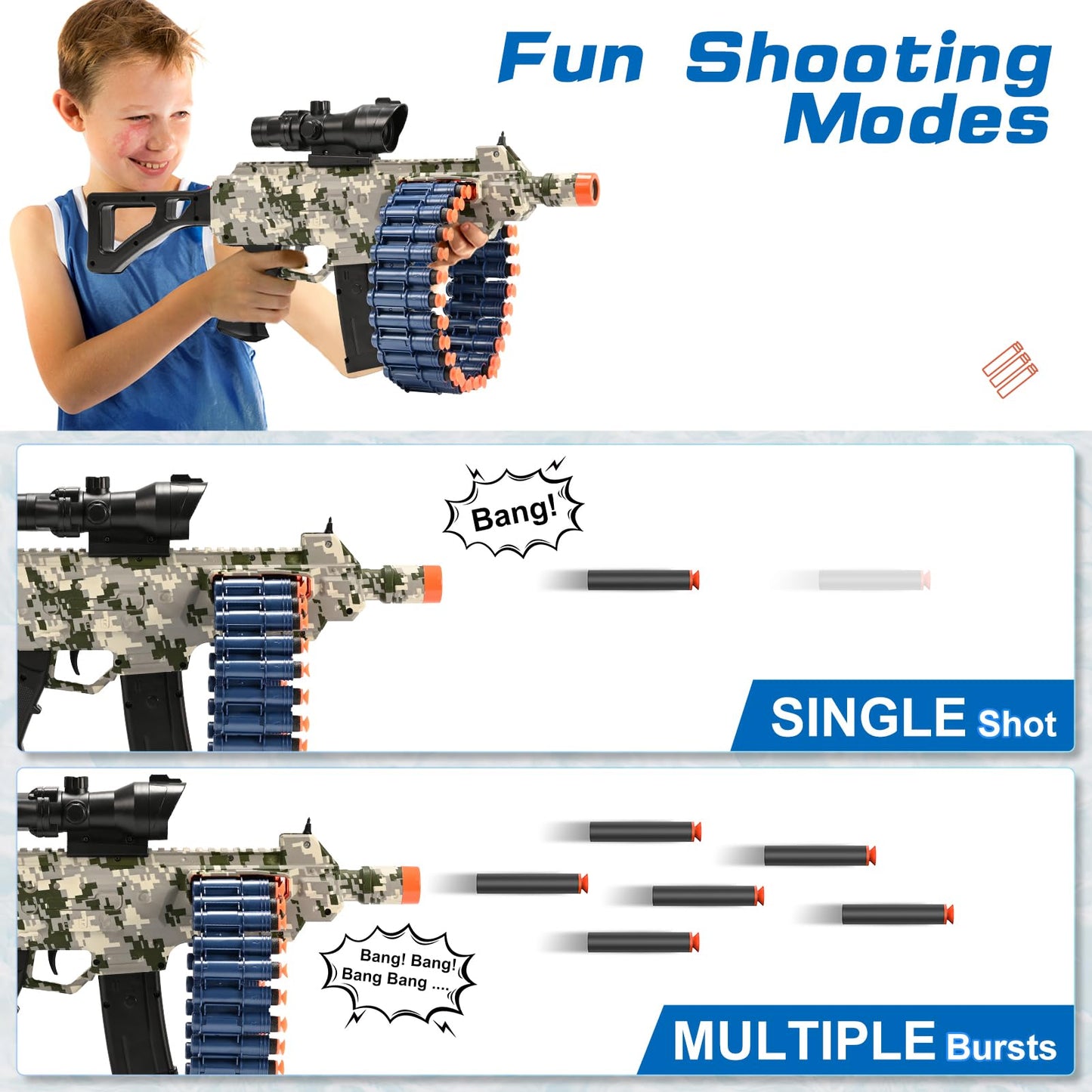 Electric Automatic Toy, Jakmean Toy Blaster With 30 Dart Clips And 100 Foam Darts, Outdoor Shooting Games Toys For 6-12 Year Old Boys & Girls Adults, Gifts For Birthday Xmas, Green
