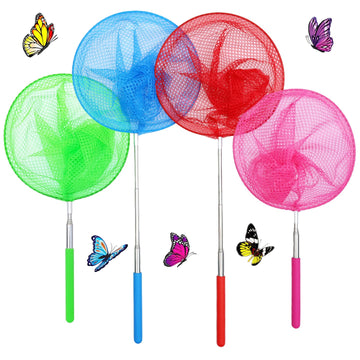 4 Pack Insect Catching Nets, Telescopic Stainless Steel Pole, Fishing Nets,Butterfly Nets, Nature Exploration Toys For Kids Outd