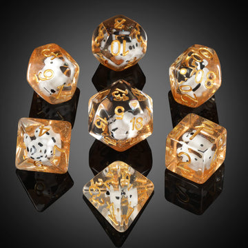 Cow DND Dice, DNDND 7PCS Resin D&D Die with Velvet Bag for Dungeons and Dragons Role Playing Games and Tabletop Games(Cow