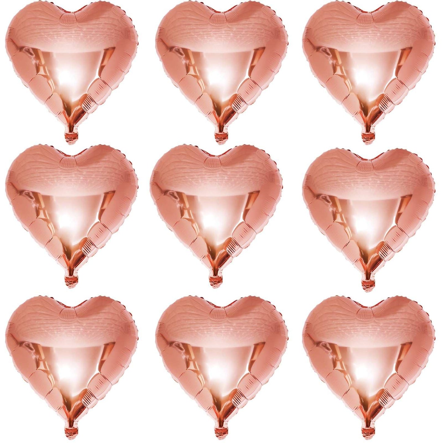 Lovoir 10 Pcs Rose Gold Heart Shape Foil Mylar Balloons 18 Inch Love Balloons For Valentine'S Day Birthday Party Decorations Wed